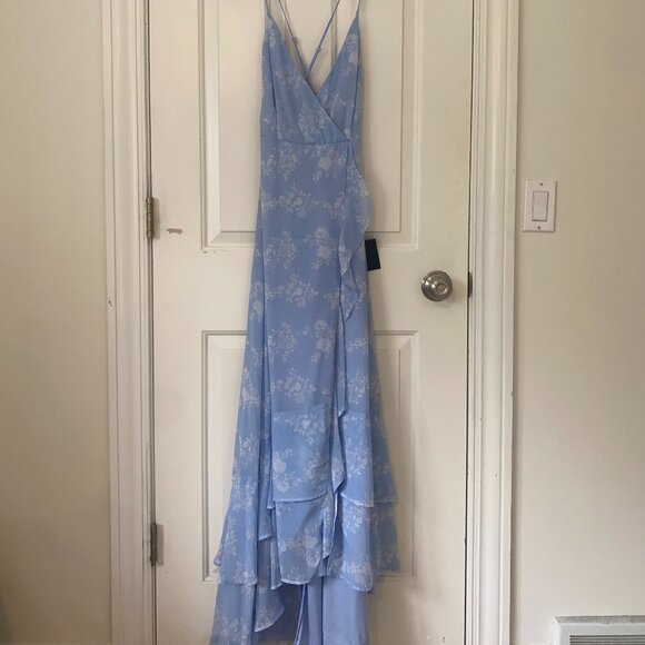 Lulu's Light Blue Floral Maxi Dress Size: Extra Small - Picture 2 of 8